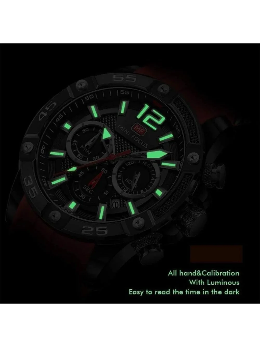 Men's All Red Analog Quartz Waterproof Chronograph Classic Stylish Casual Watch